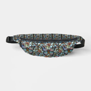 vintage Buntglas blaue Schmetterlingskunst Bauchtasche