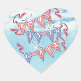 Vintage Bunting Wedding or Shower Heart Stickers