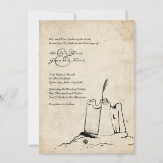 Vintage Burg Sand Hochzeit Einladung