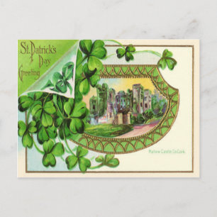 Vintage Burg St Patrick's Day Card Postkarte