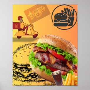 Vintage-Burger-Fast-Food-Restaurant-Poster - Köstl Poster