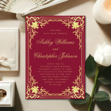 Vintage Burgund Imitate Gold Elegante Verzierte Ho