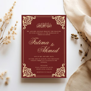 Vintage Burgund-Islamische Hochzeit Einladung