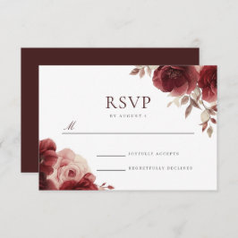 Vintage Burgund Rose Elegance Hochzeit RSVP Karte