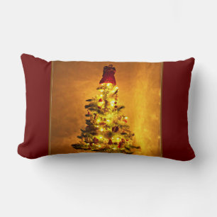 Vintage-Burgund- und Gold-Weihnachtsbaum-Kissen Lendenkissen