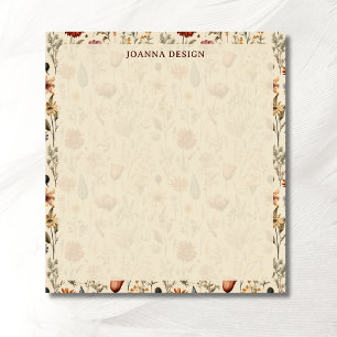 Vintage-Burgund-Wildblumen-Chic Notizblock