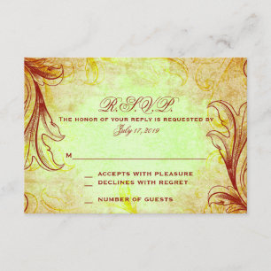 Vintage Burgunder-Wartekarten RSVP Karte