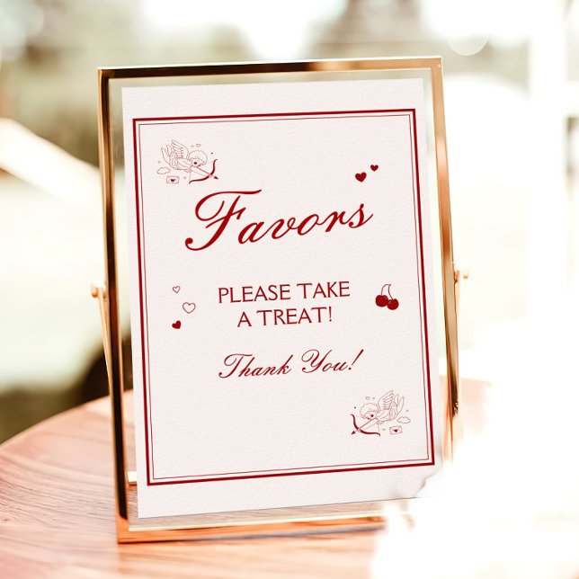 Vintage Burgundy Valentine Bridal Shower Favor Poster (Von Creator hochgeladen)