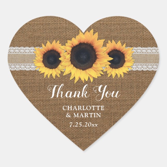 Vintage Burlap and Lace Sunflower Stickers (Vorderseite)