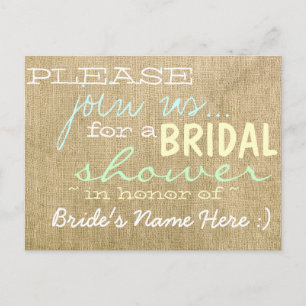 Vintage Burlap Country Bridal Dusche Einladung