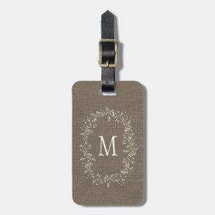 Vintage Burlap Floral Monogram Gepäckanhänger