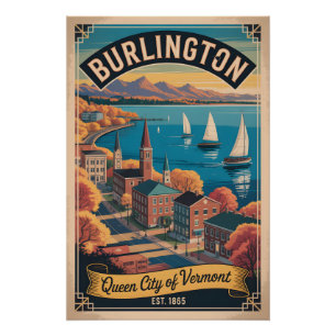 Vintage Burlington Vermont Retro-Reise Poster