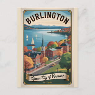 Vintage Burlington Vermont Retro-Reise Postkarte