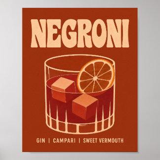 Vintage Burnt Orange Negroni Getränk Illustration Poster
