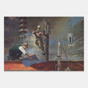 Vintage-Büro, Architekten und Bauwesen Geschenkpapier Set