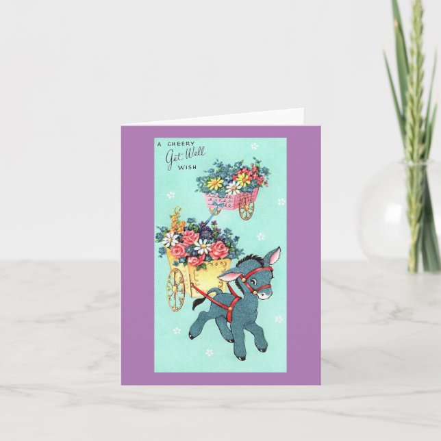 Vintage Burro Get Well Card Karte (Vorderseite)
