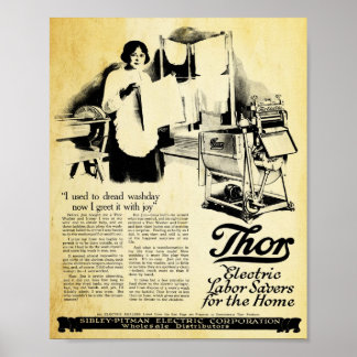 Vintage Bürste für elektrische Waschmaschine Poster