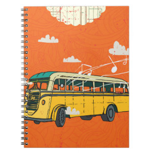 Vintage Bus: Wolken-Textur-Hintergrund Notizblock