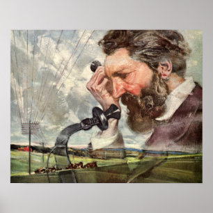 Vintage Business, Alexander Graham Bell Telefon Poster