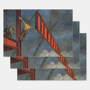 Vintage-Business, Arbeiter im Stahlbau Geschenkpapier Set