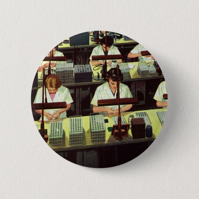 Vintage Business-, Telefonmontage-Line-Mitarbeiter Button (Vorderseite)