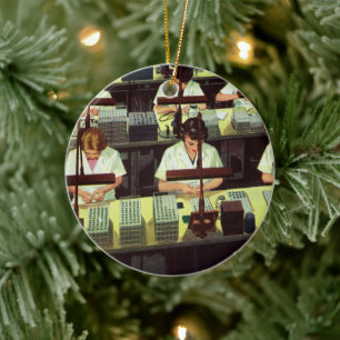 Vintage Business-, Telefonmontage-Line-Mitarbeiter Keramik Ornament