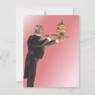Vintage Butler im Smoking serviert Wein auf einem