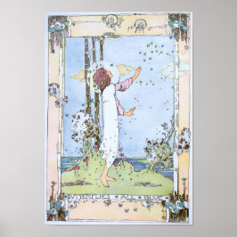 Vintage "Butterflies All Blue" von Jessie M. King Poster