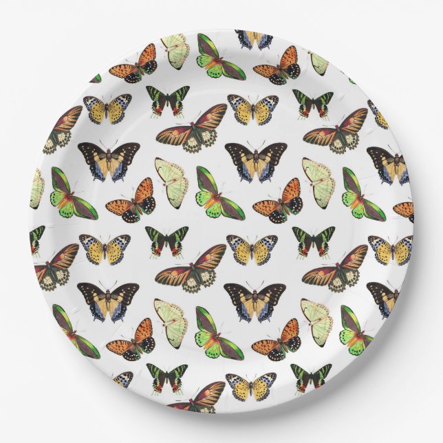 Vintage Butterflies Pappteller (Vorderseite)