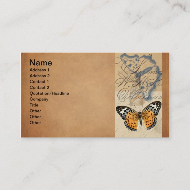 Vintage Butterfly Collection Business Card Visitenkarte (Vorderseite)