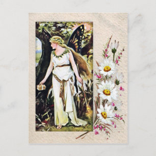 Vintage Butterfly Fairy Postcard Postkarte