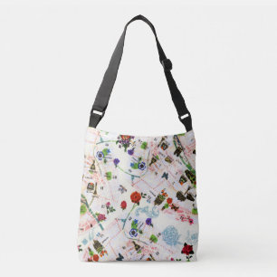 Vintage Butterfly Floral Paris Street Tragetaschen Mit Langen Trägern