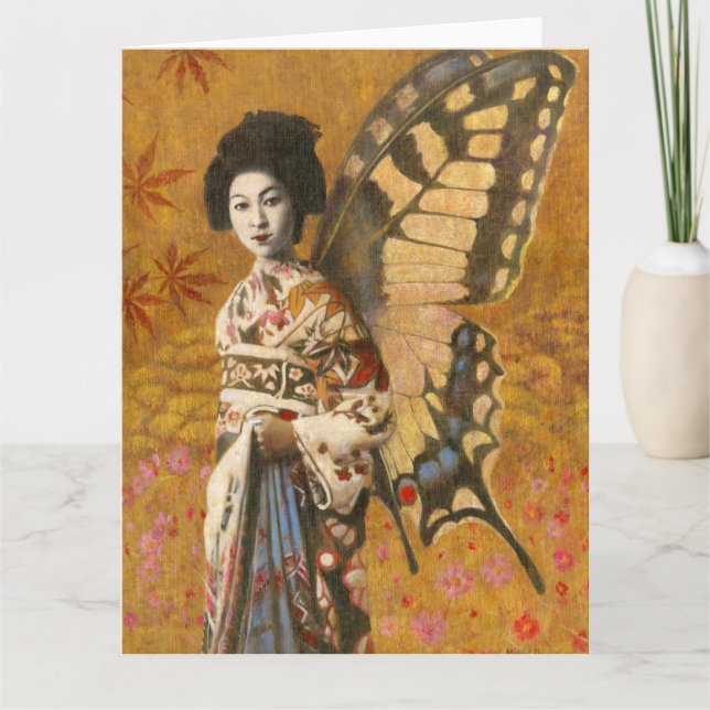 Vintage Butterfly-Flügel Geisha Großkarte Karte (Vorderseite)
