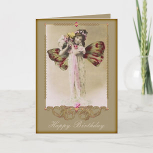 Vintage Butterfly-Girl-Karte Karte