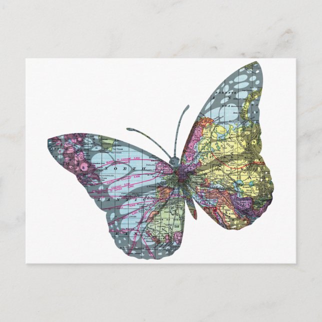 Vintage Butterfly-Karte Postkarte (Vorderseite)