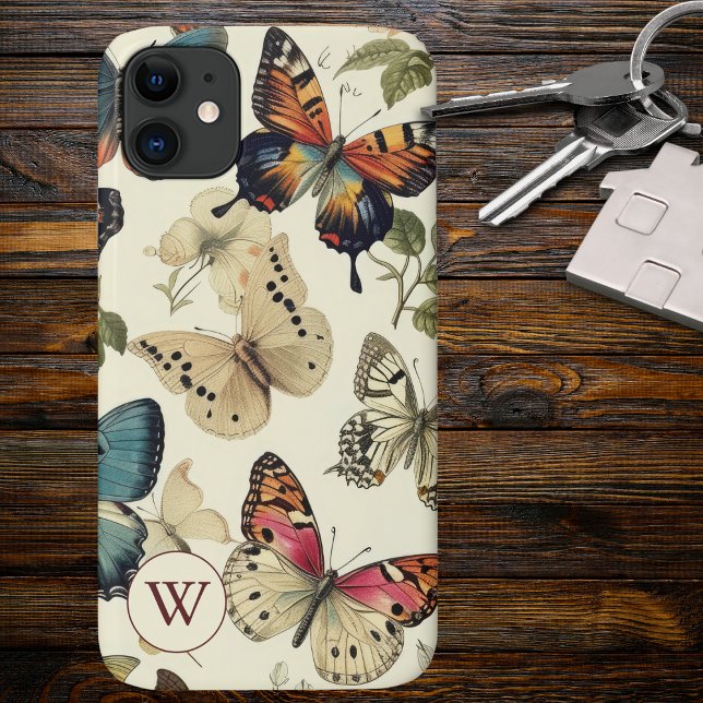 Vintage Butterfly-Monogramm Case-Mate iPhone Hülle (Von Creator hochgeladen)