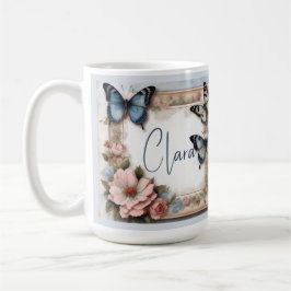 Vintage Butterfly-Monogramm Kaffeetasse
