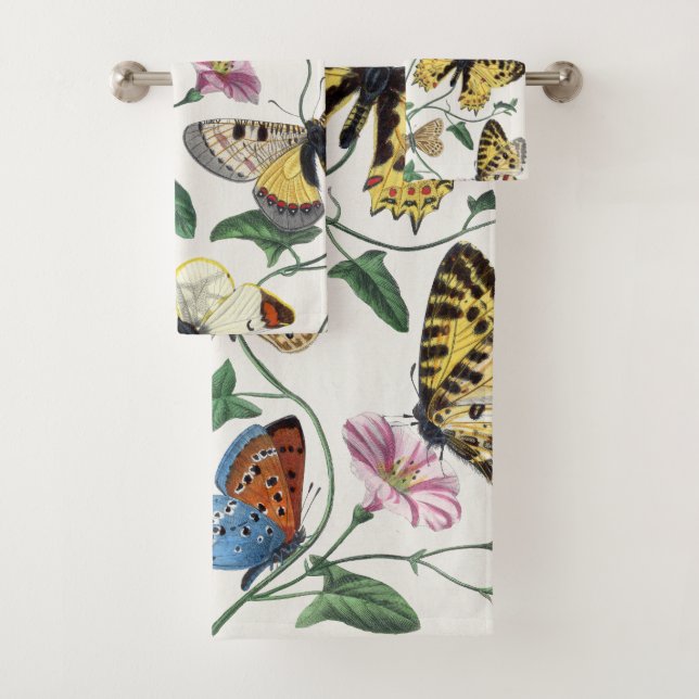 Vintage Butterfly & Moth-Malerei Badhandtuch Set (Insitu)