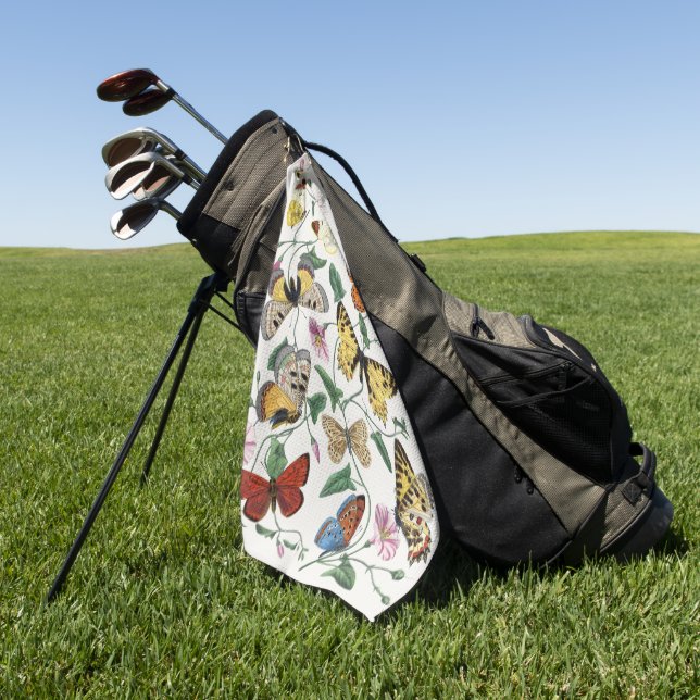 Vintage Butterfly & Moth-Malerei Golfhandtuch (Gras)