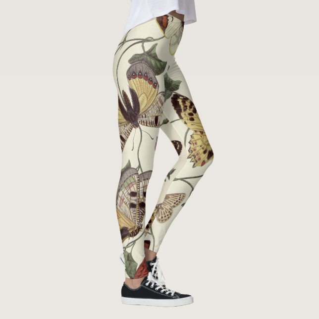 Vintage Butterfly & Moth-Malerei Leggings (Rechts)
