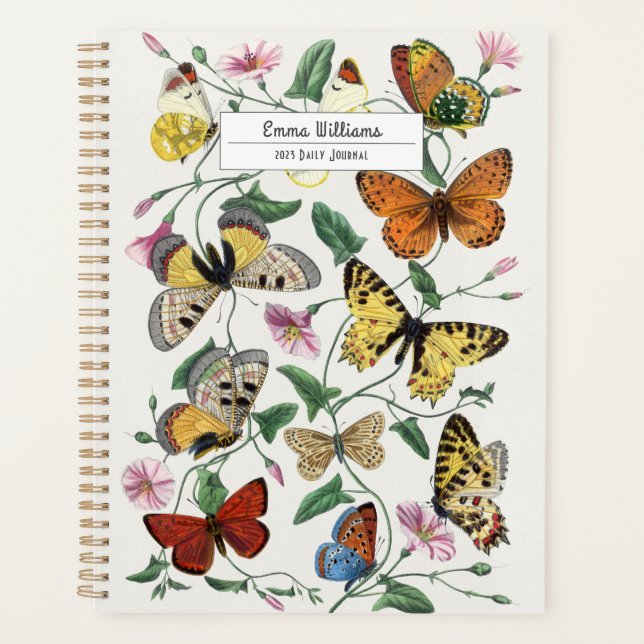 Vintage Butterfly & Moth-Malerei Planer (Vorderseite)