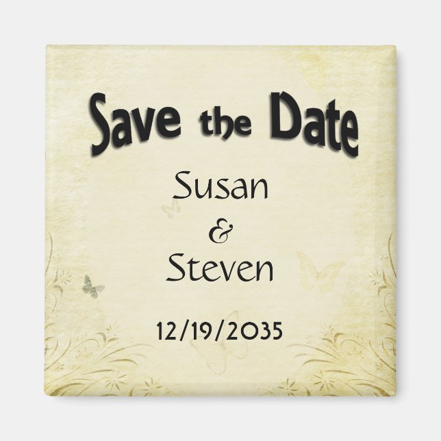 Vintage Butterfly Wedding RSVP Magnet (Vorne)