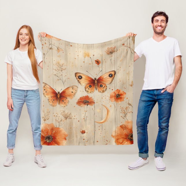 Vintage Butterfly Wildflower (3) Fleecedecke (Beispiel)