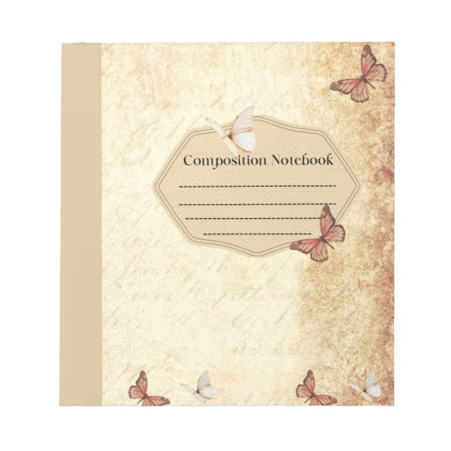 Vintage Butterfly Zusammensetzung Noteboot Notizblock (Vorderseite)