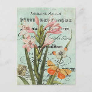 Vintage Butterfy und Lippen-Postkarte Postkarte