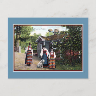 Vintage ca 1900 Skansen Schweden traditionelle Tra Postkarte