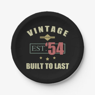 Vintage ca. 1954 70. Geburtstag Pappteller