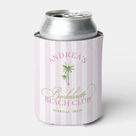 Vintage Cabana Pink Stripes Palm Tree Bachelorette Dosenkühler