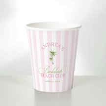 Vintage Cabana Rosa Streifen Palme Junggesellinnen