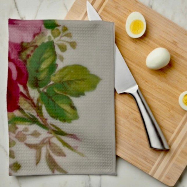 Vintage Cabbage Rose Elegance Küche Handtücher (Kitchen Towel 16”X24” poly-blend machine washable. )